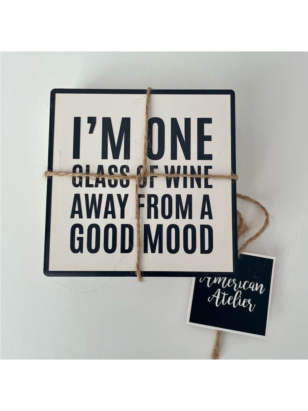 NWT American Atelier Wine Sentiments Set of 4 Ceramic Coasters - Picture 6 of 9